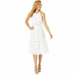 Lilly Pulitzer Alda Midi Dress in Resort White Floral Scallop Eyelet Large